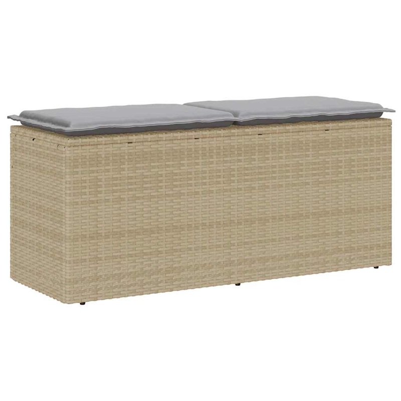 Banc de jardin avec coussin beige 110x40x44 cm rsine tresse