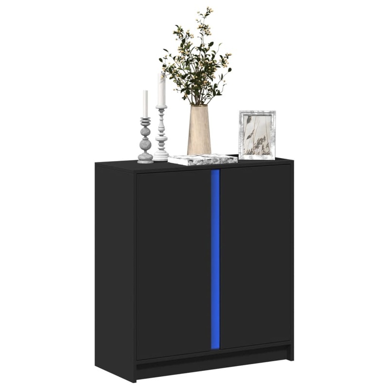 Buffet avec LED noir 77x34x85 cm bois d'ingnierie