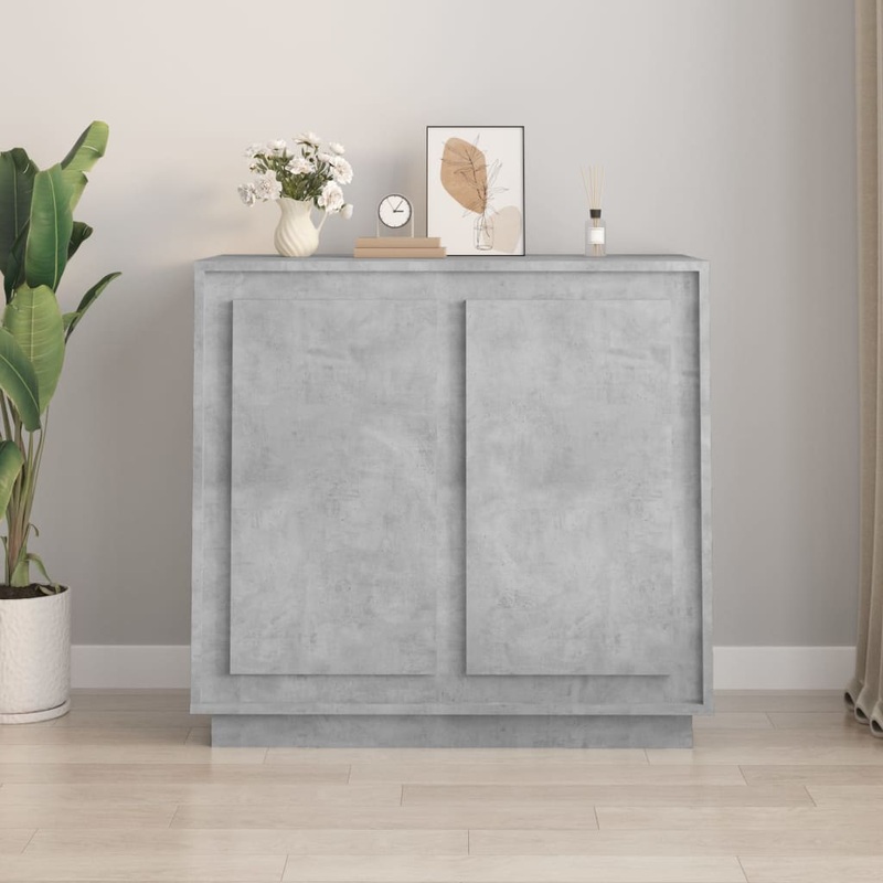 Buffet gris bton 80x34x75 cm bois d'ingnierie