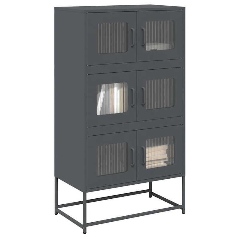 Buffet haut anthracite 68x39x123 cm acier