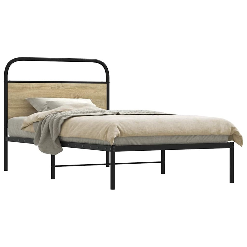 Cadre de lit sans matelas 90x190cm chne sonoma bois ingnierie