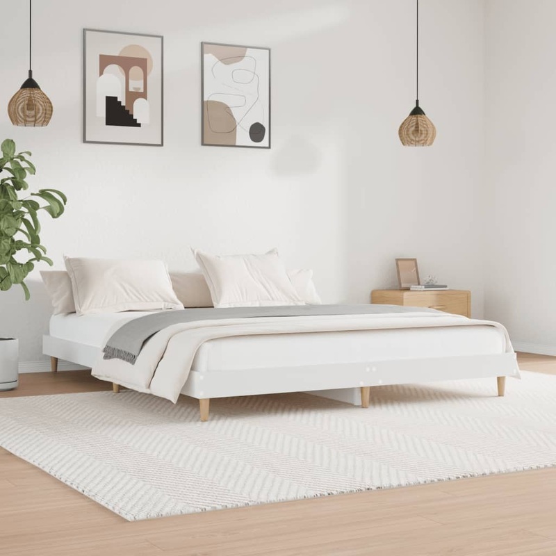 Cadre de lit sans matelas blanc 180x200 cm bois d'ingnierie