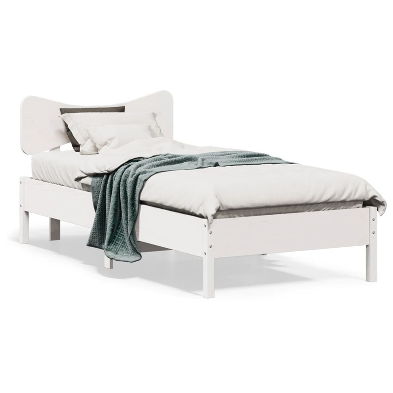 Cadre de lit sans matelas blanc 90x190 cm bois de pin massif