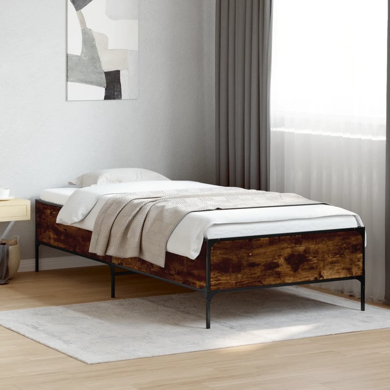 Cadre de lit sans matelas chne fum 100x200 cm