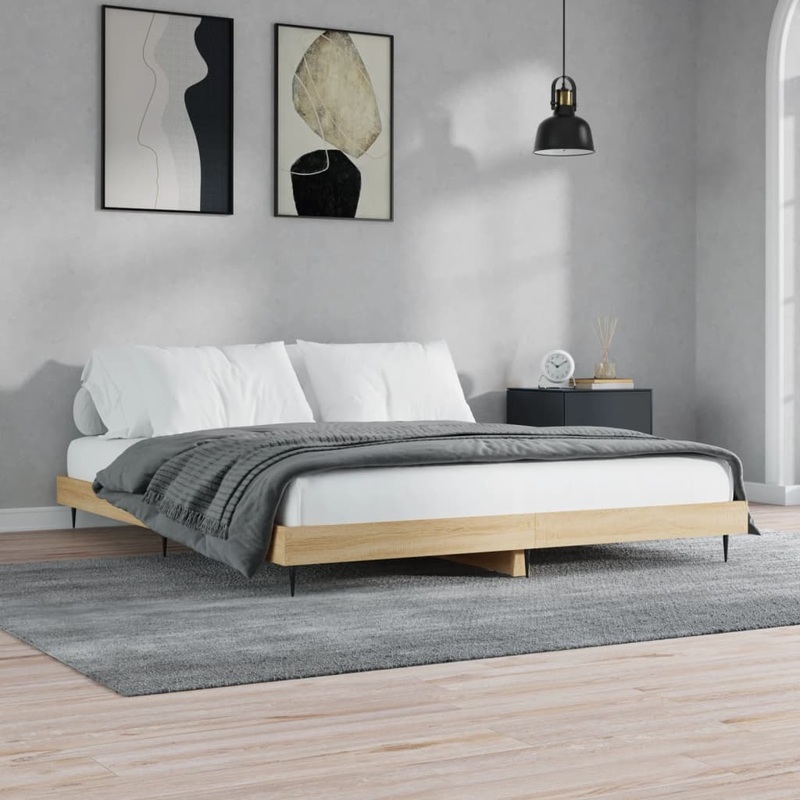 Cadre de lit sans matelas chne sonoma 180x200 cm