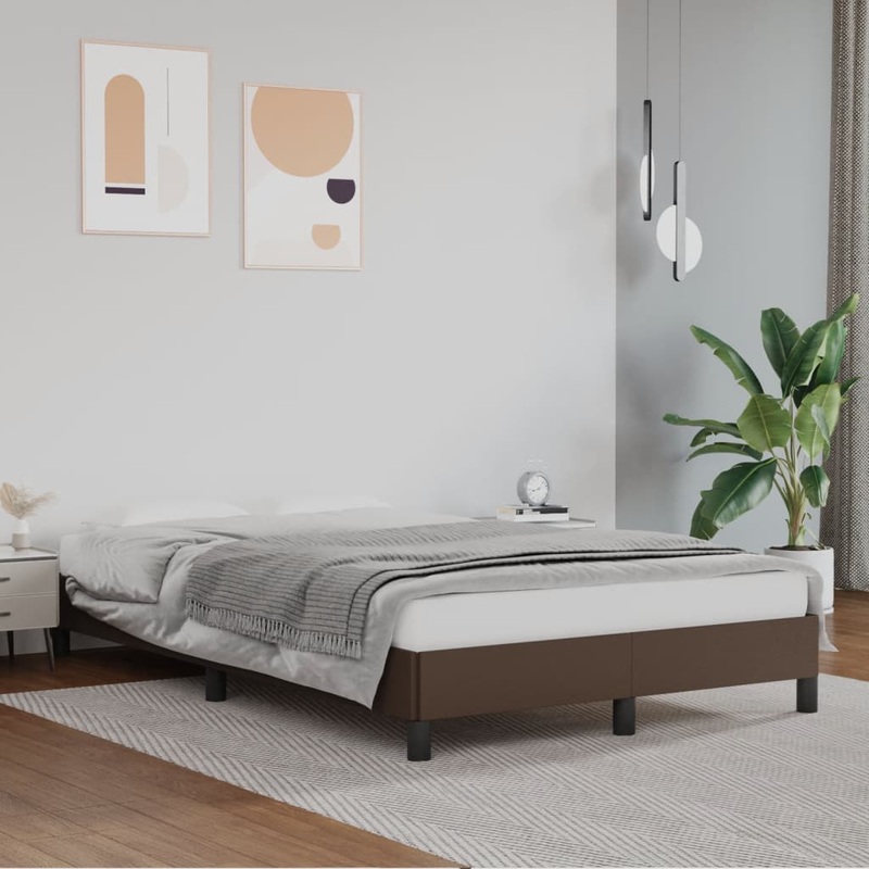 Cadre de lit sans matelas marron 120x200 cm similicuir
