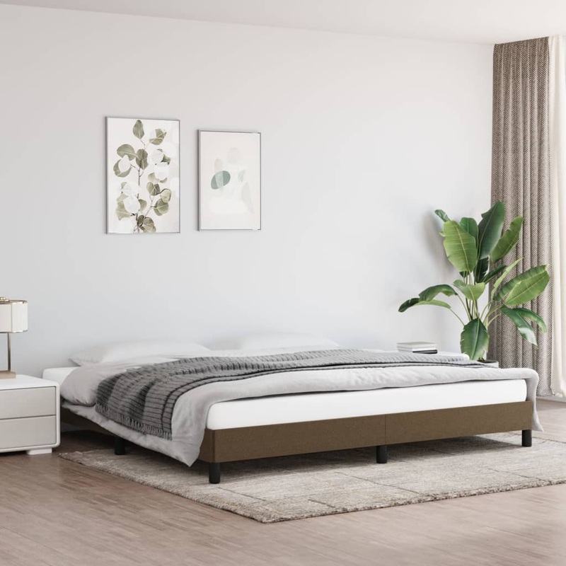 Cadre de lit sans matelas marron fonc 200x200 cm tissu