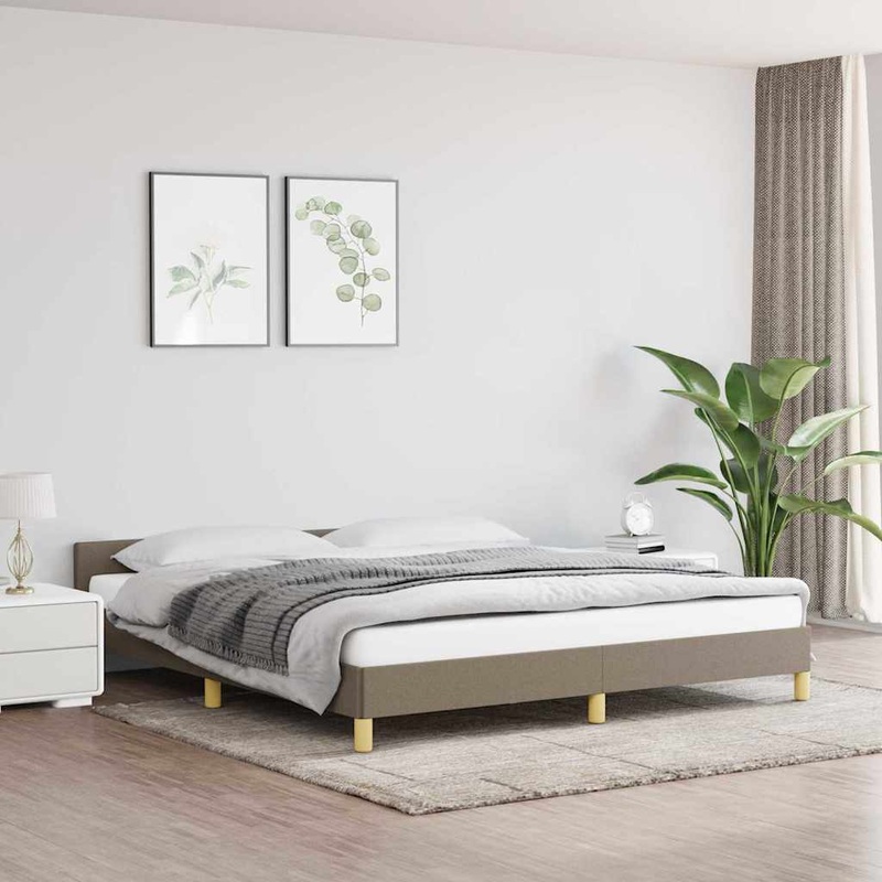 Cadre de lit sans matelas taupe 160x200 cm tissu