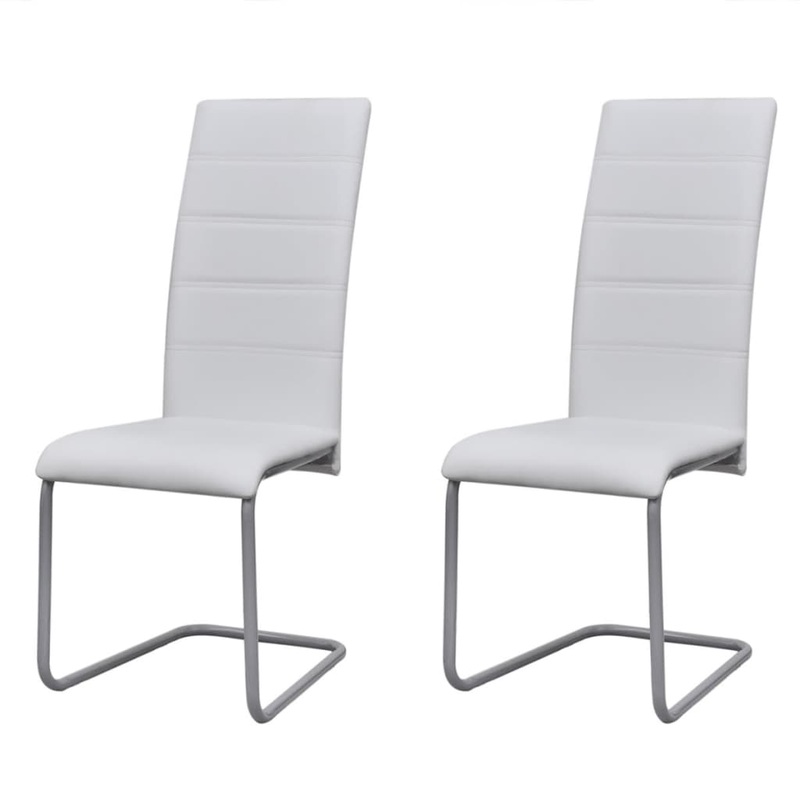 Chaises  manger cantilever lot de 2 blanc similicuir