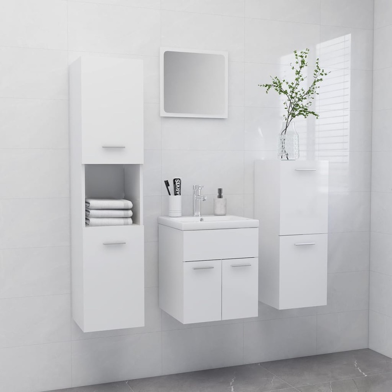 Ensemble de meubles de salle de bain Blanc brillant Agglomr