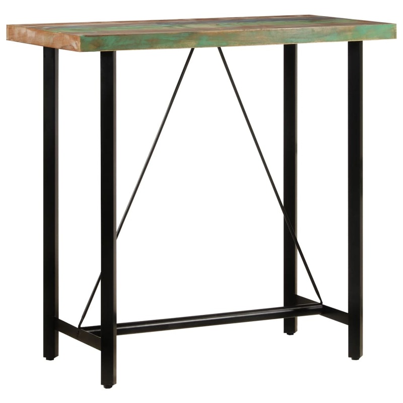 Table de bar 110x55x107 cm bois massif de rcupration et fer