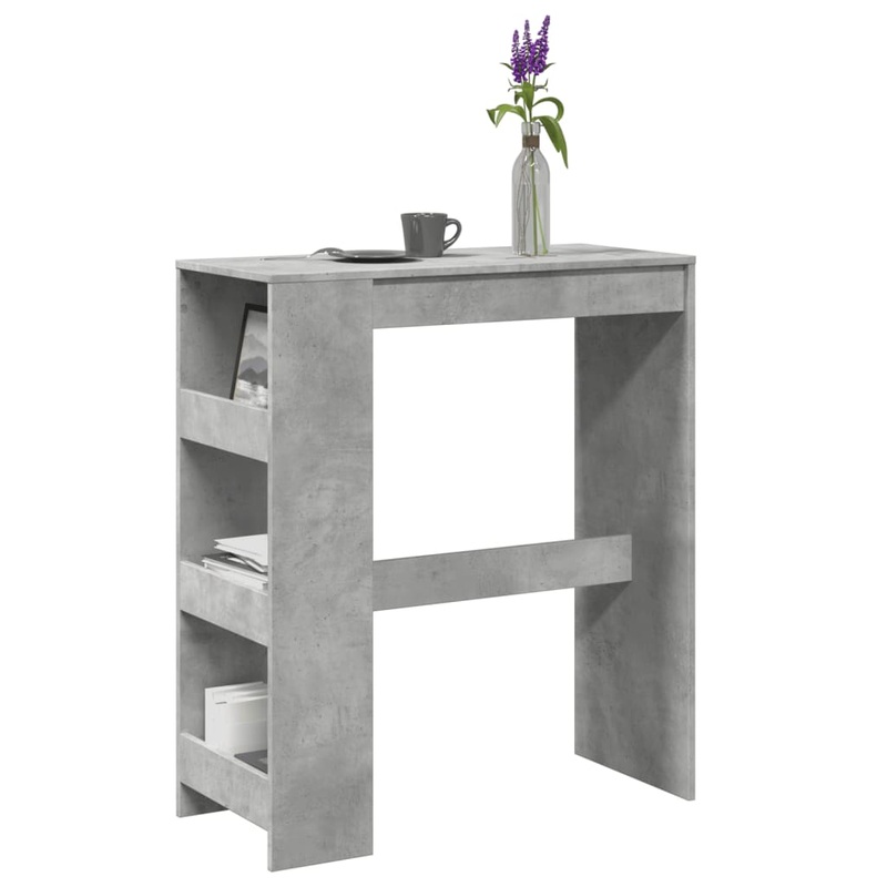 Table de bar avec tagres gris bton bois d'ingnierie