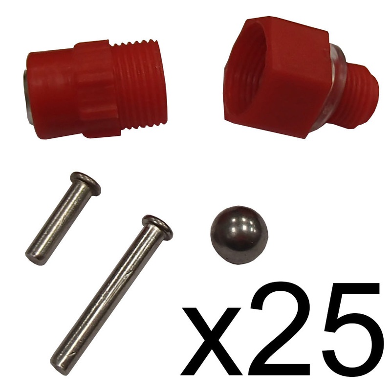 (25) Chicken Nipple Water Spigots For Bucket Waterer Poultry Screw In Red