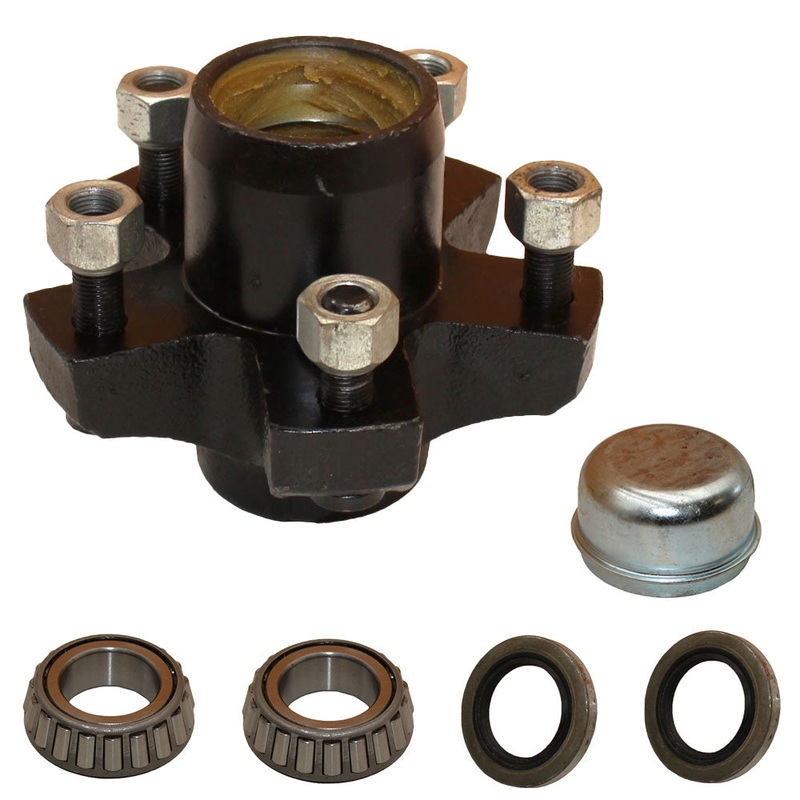 Trailer Idler Hub Kit With Bearings 1" 5 on 4.5" Fit For 2000 lbs Axle
