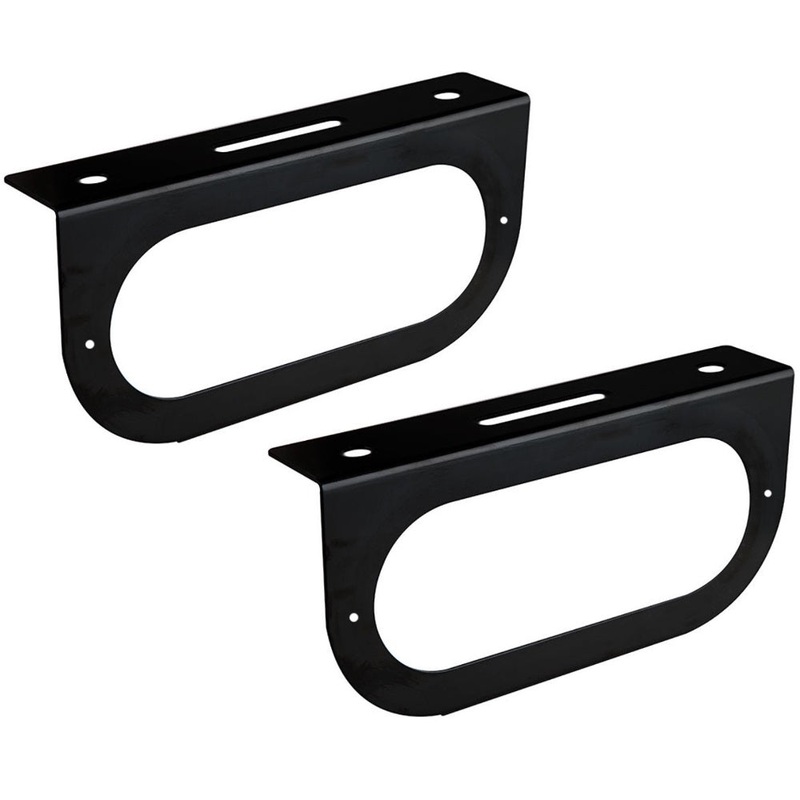 (2) Black Mounting Bracket for 6" Oval Light Powder Coated Trailer RV Optronics