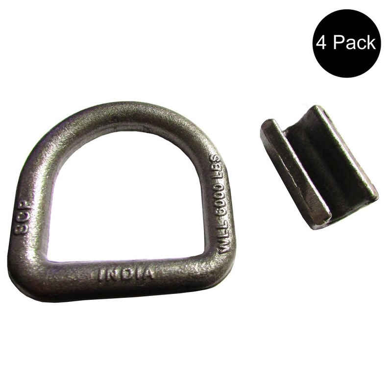 (4) 5/8" Weld On Forged D-Ring Truck Trailer Chain Rope Tie Down 18,000 Rated
