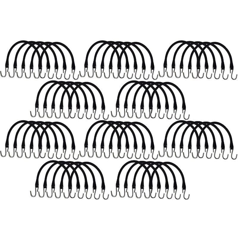 50 Pack of 15 Inch Rubber Bungee Cord Tarp Straps with Hooks
