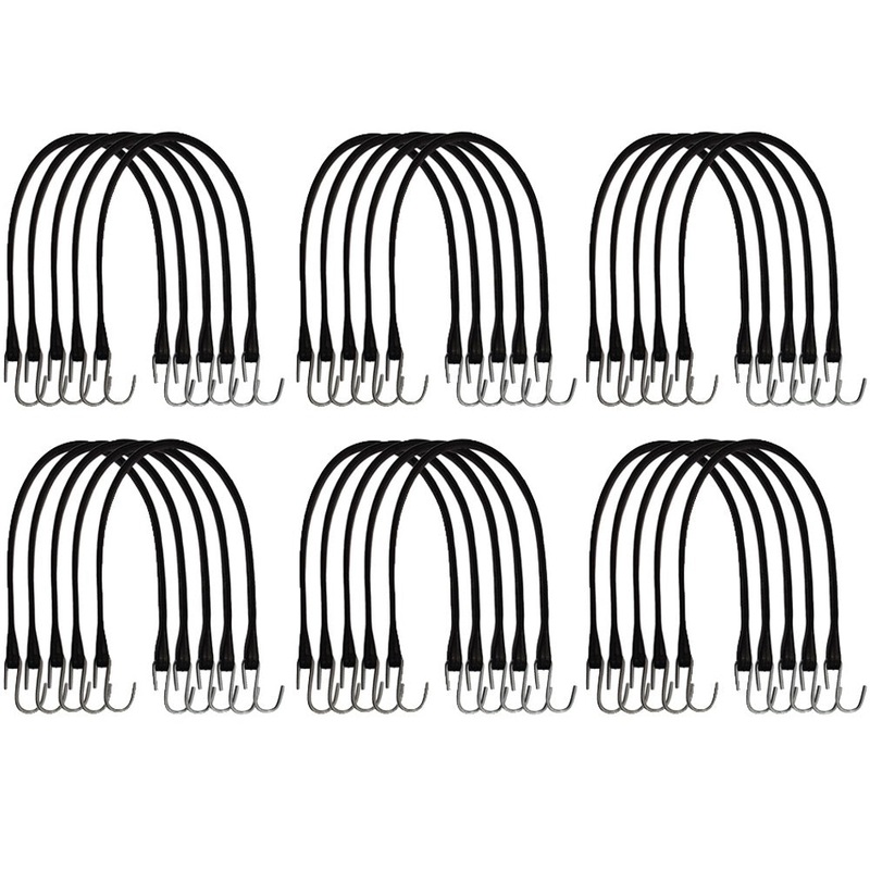 (30) 21" Rubber Tarp Straps Black Heavy Duty w/ Hooks Natural Fasten Bungee Cord