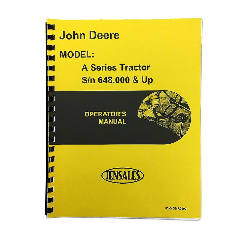 REP112 Operators Manual: Styled Fits JD A (SN 648000 and up) Fits John Deere