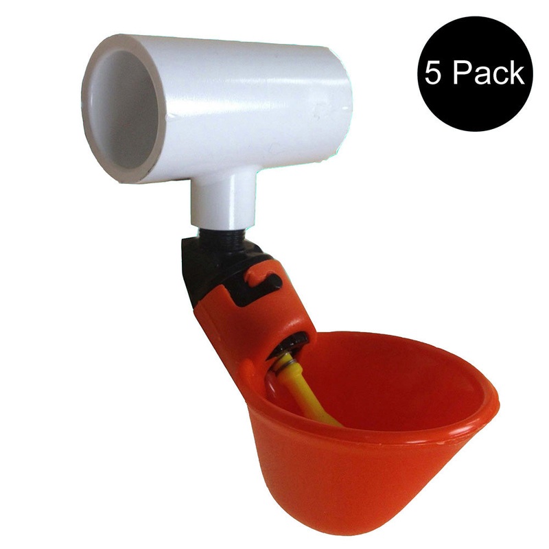 Five (5) Automatic Waterer Drinker Cups and PVC Fitting
