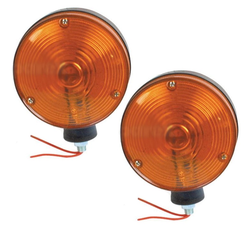 2 Amber 12 Volt Warning Light 4 1/2" Dual Sides S71976