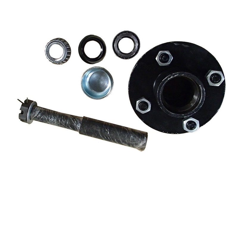 Trailer Axle Kit Assembly with 4 on 4" Bolt Idler Hub & 1" Round BT8 Spindle