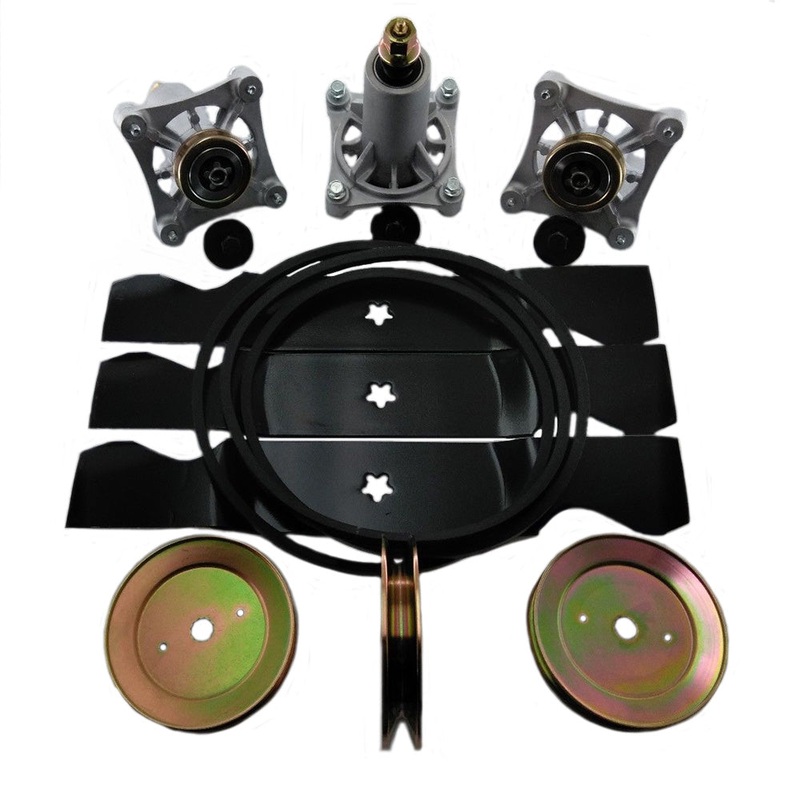 Rebuild Kit Fits Husqvarna 54" Deck Mower LGT2654 Spindles Blades Pulleys 196103