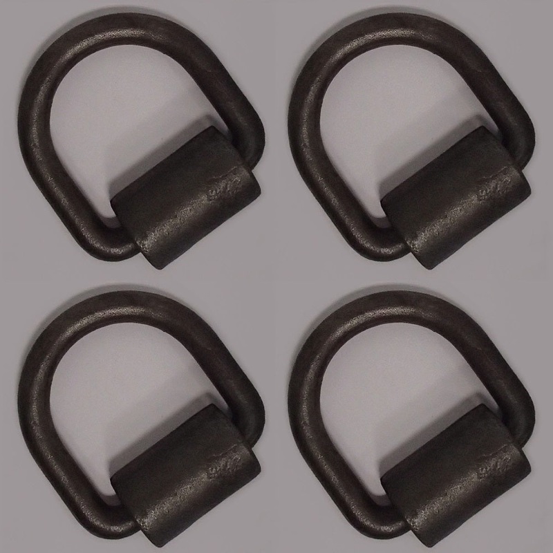 (4) 1/2" D Ring Weld-On Flatbed Truck Trailer Ratchet Strap Cargo Tie Down Ring