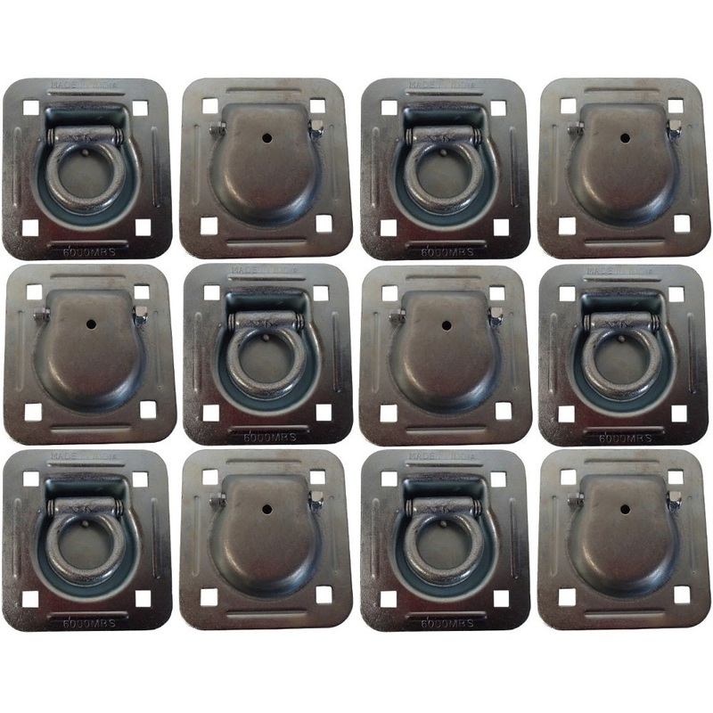 12 Flush Mount Recessed Ring Trailer Cargo Tie Down Control D-Rings 6000 lbs