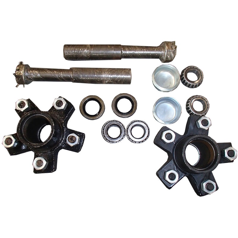 (2)Aftermarket 5 on 4.5" Trailer Axle Kit 2000lbs Idler Hub Kit w/Round Spindles