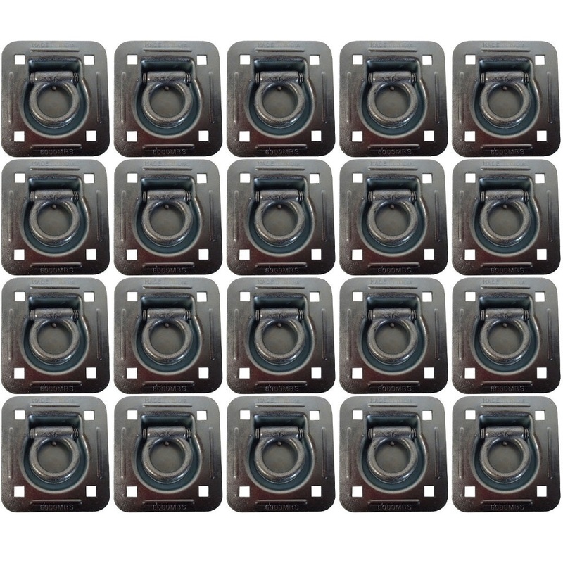 20 pk Flush Mount Recessed Ring Trailer Cargo Tie Down Control D-Rings 6000 lbs