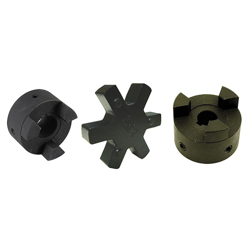 1" to 1-1/8" L095 Flexible 3-Piece L-Jaw Coupling Coupler Set with Rubber Spider
