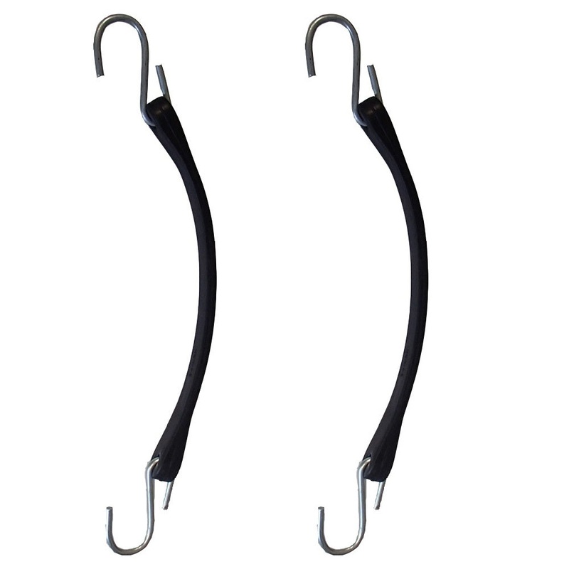 (2) 9" Rubber Tarp Straps Heavy Duty w/ Hooks Natural Stretch Fasten Bungee Cord