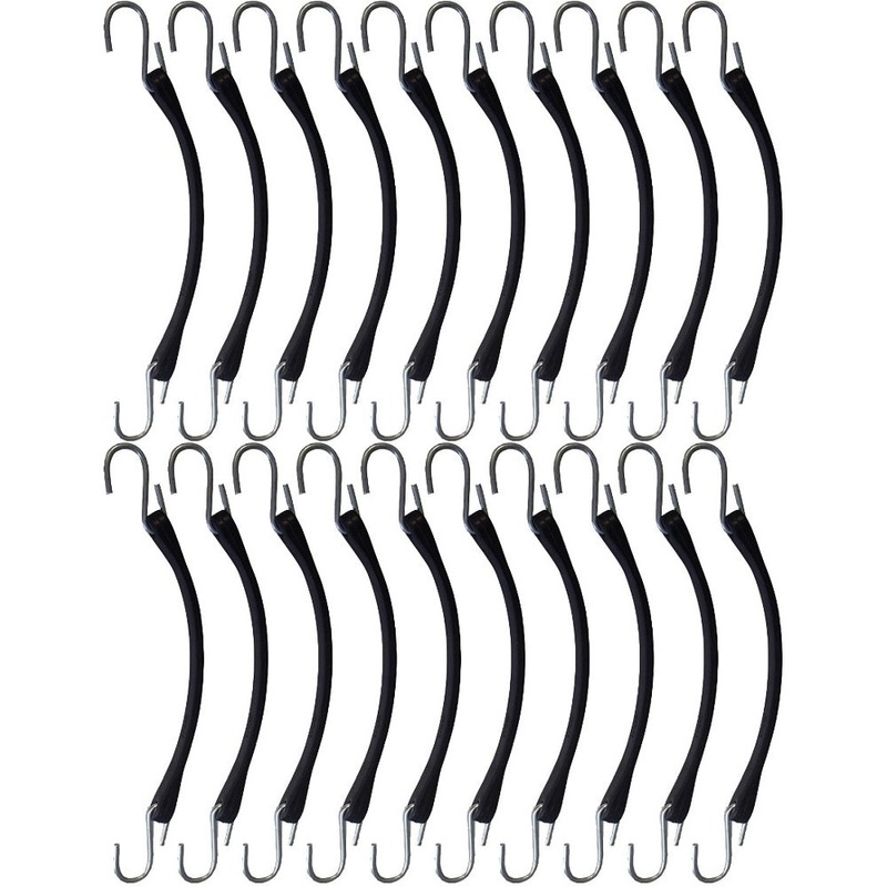 (20) 9" Heavy Duty Natural Rubber Tarp Strap Tarp Tie Downs Straps & Bungees