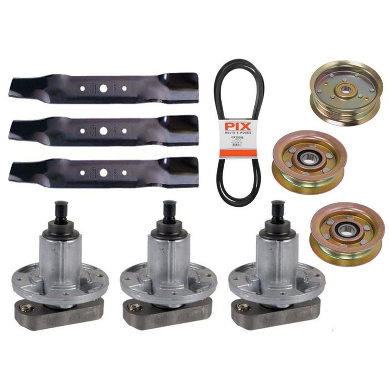 Mower Deck Parts Rebuild Kit Fits John Deere L130 Spindles Blades Belts Idlers
