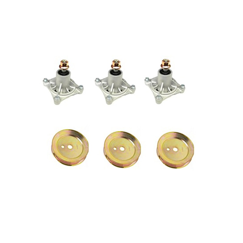 3-Pack Spindle & Pulley Kits 604214 603988 Fits Hustler Raptor 42" & 52"
