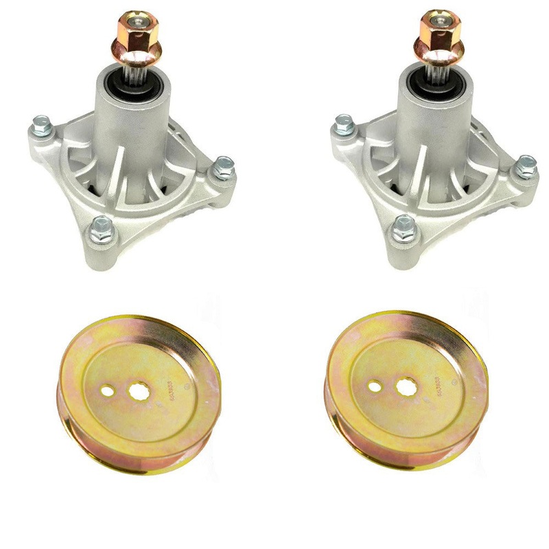 2-Pack Spindle & Pulley Fits Hustler Raptor 604214 603988 Fits 42" & 52" Decks