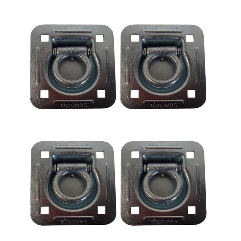 D-Ring Recessed 6,000 lb Cap. Trailer Tie down Anchor w/ Backing Plate 4-Pack