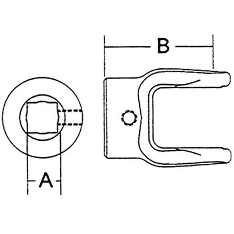 A-10001-1037-AI Implement Yoke, 1 1/8" Square Bore, w/ Set Screw