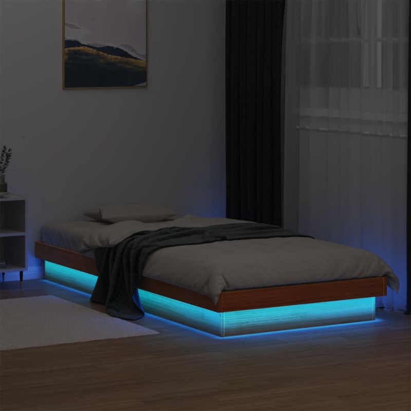 Cadre de lit  LED sans matelas 90x200 cm bois massif