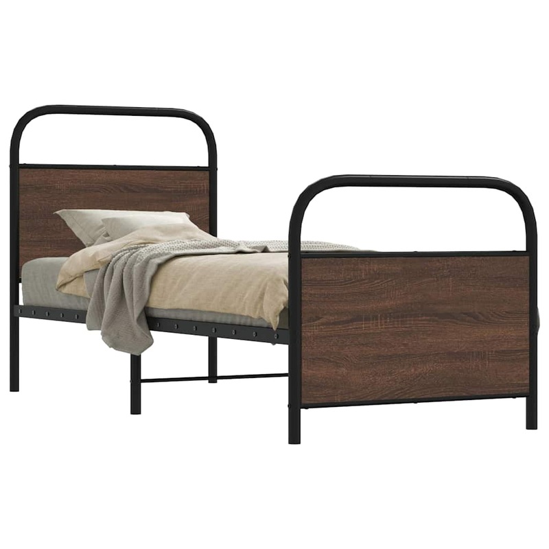 Cadre de lit sans matelas 75x190cm chne marron bois ingnierie