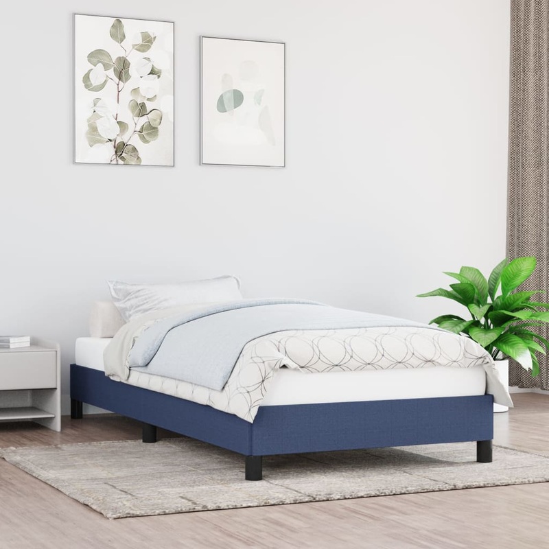 Cadre de lit sans matelas bleu 100x200 cm tissu