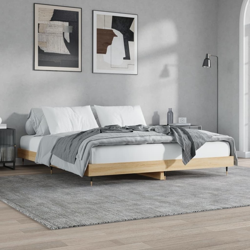 Cadre de lit sans matelas chne sonoma 150x200 cm