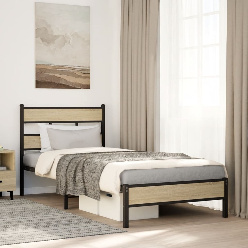 Cadre de lit sans matelas chne sonoma 90x200 cm