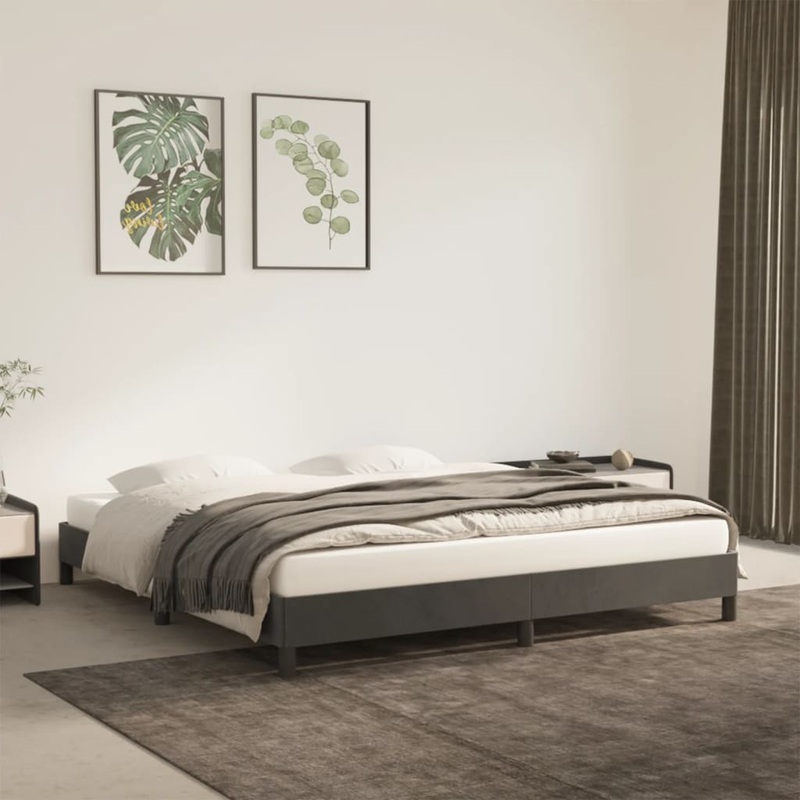 Cadre de lit sans matelas gris fonc 180x200 cm velours