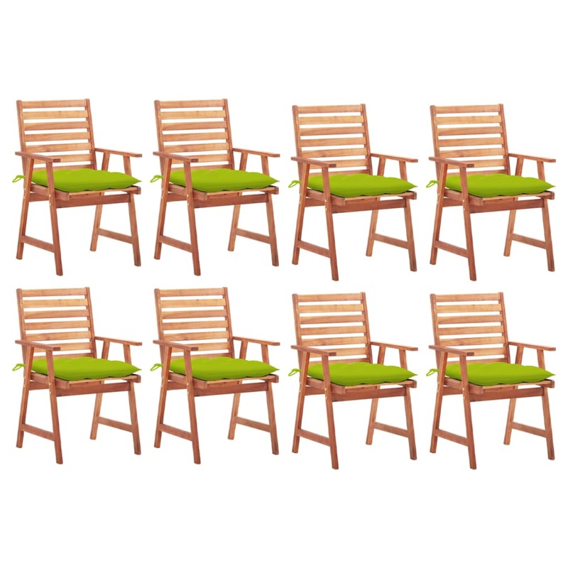 Chaises  manger d'extrieur lot de 8 et coussins Acacia massif