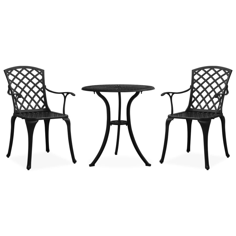 Ensemble de bistro 3 pcs Aluminium coul Noir