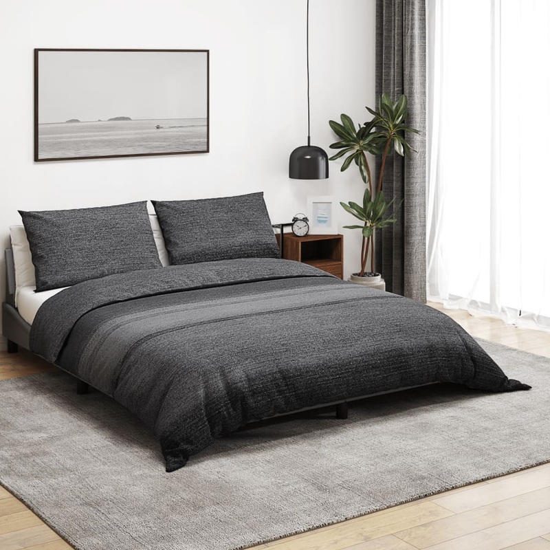 Ensemble de housse de couette gris fonc 140x200 cm Coton
